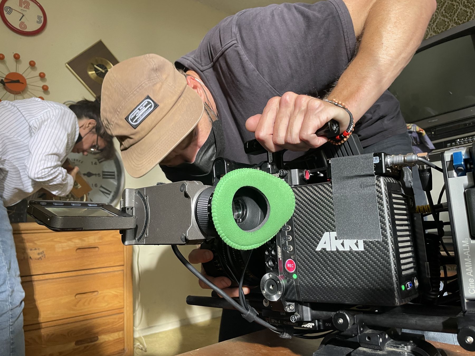 The ARRI camera being built on set