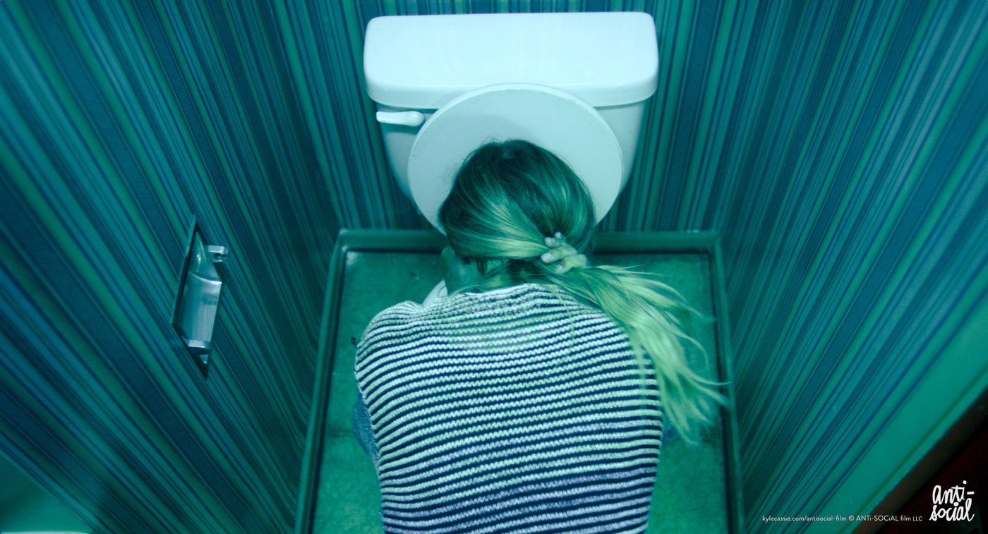Overhead bathroom shot, still from ANTi-SOCiAL